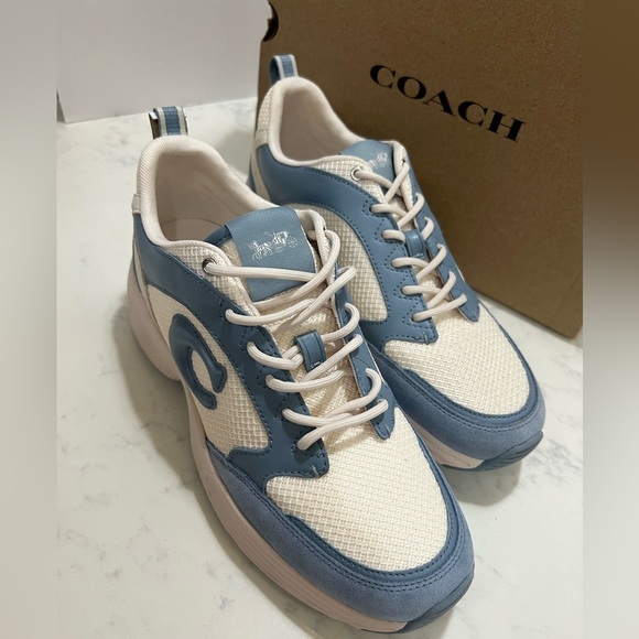 Coach Women's Blue and White Sneakers - Picture 7 of 14